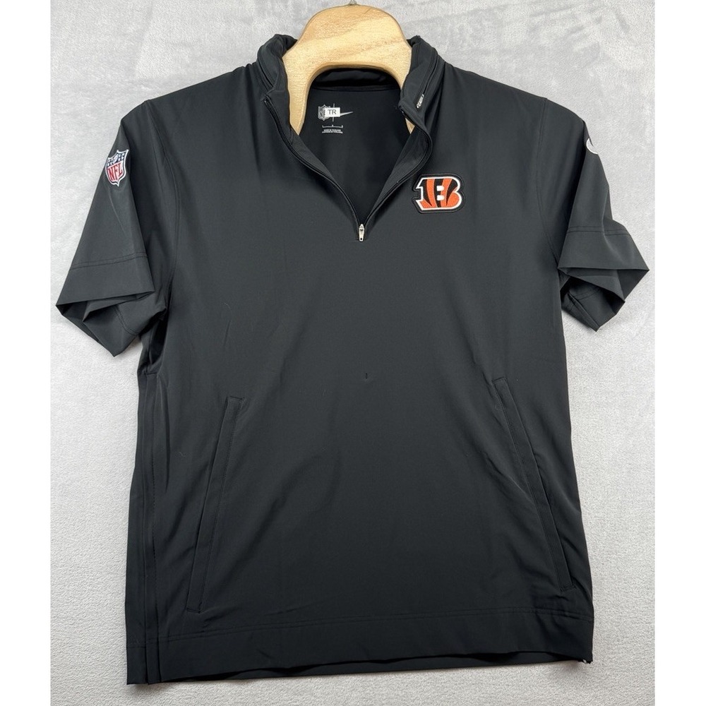Nike Cincinnati Bengals NFL Team Issued 1/4 Zip SS Windbreaker Hoodie Men's L